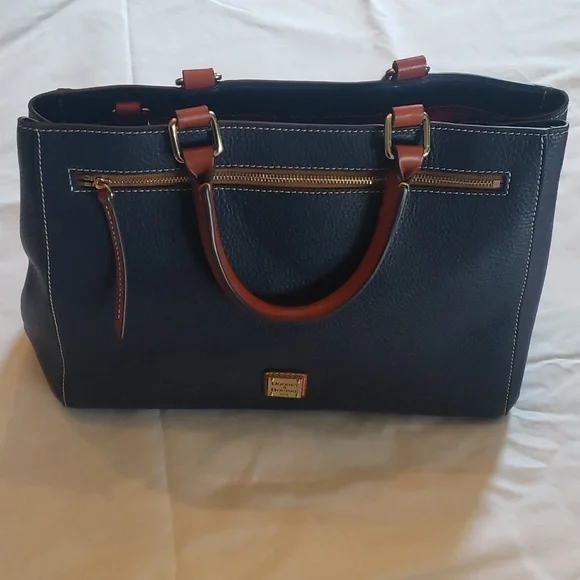 Dooney & Bourke Blue Pebble Grain Leather Satchel Shoulder Bag - Picture 1 of 13
